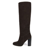 Cosmea suede, dark brown - wide calf boots, large fit boots, calf fitting boots, narrow calf boots