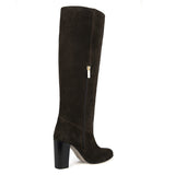 Cosmea suede, dark brown - wide calf boots, large fit boots, calf fitting boots, narrow calf boots