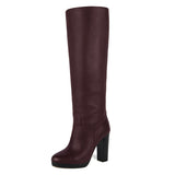 Ribes, burgundy - wide calf boots, large fit boots, calf fitting boots, narrow calf boots