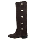 Amarillide suede, dark brown - wide calf boots, large fit boots, calf fitting boots, narrow calf boots
