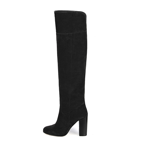 Lunaria suede, black - wide calf boots, large fit boots, calf fitting boots, narrow calf boots