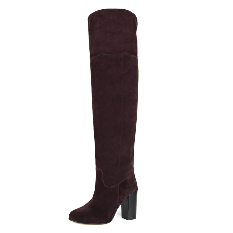 Lunaria suede, burgundy - wide calf boots, large fit boots, calf fitting boots, narrow calf boots