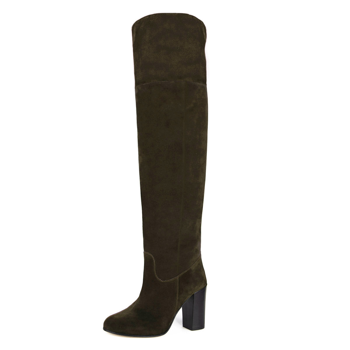Lunaria suede, olive green - wide calf boots, large fit boots, calf fitting boots, narrow calf boots