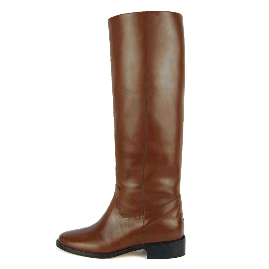 Stivali su Misura Stivali Bassi con zeppa interna Dalia cuoio in