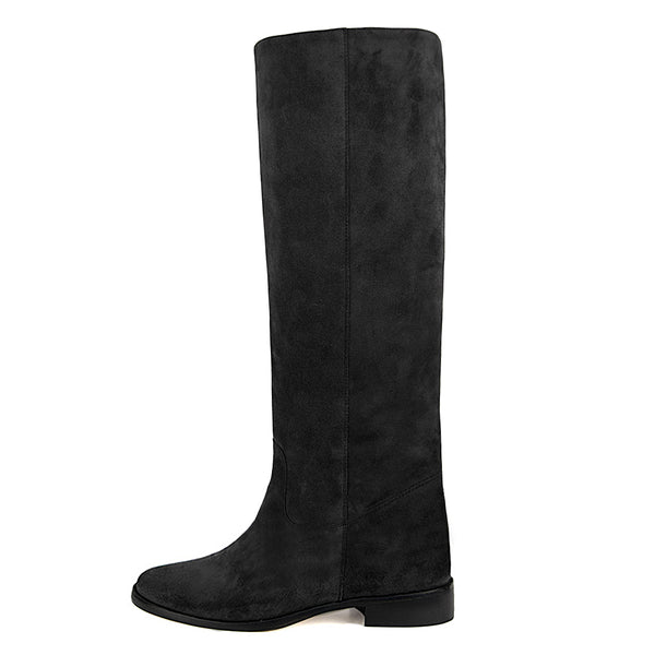 Dalia suede, black - wide calf boots, large fit boots, calf fitting boots, narrow calf boots