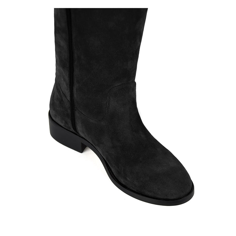 Dalia suede, black - wide calf boots, large fit boots, calf fitting boots, narrow calf boots