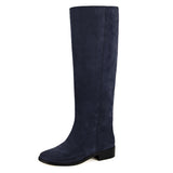 Dalia suede, night blue - wide calf boots, large fit boots, calf fitting boots, narrow calf boots