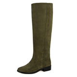 Dalia suede, olive green - wide calf boots, large fit boots, calf fitting boots, narrow calf boots