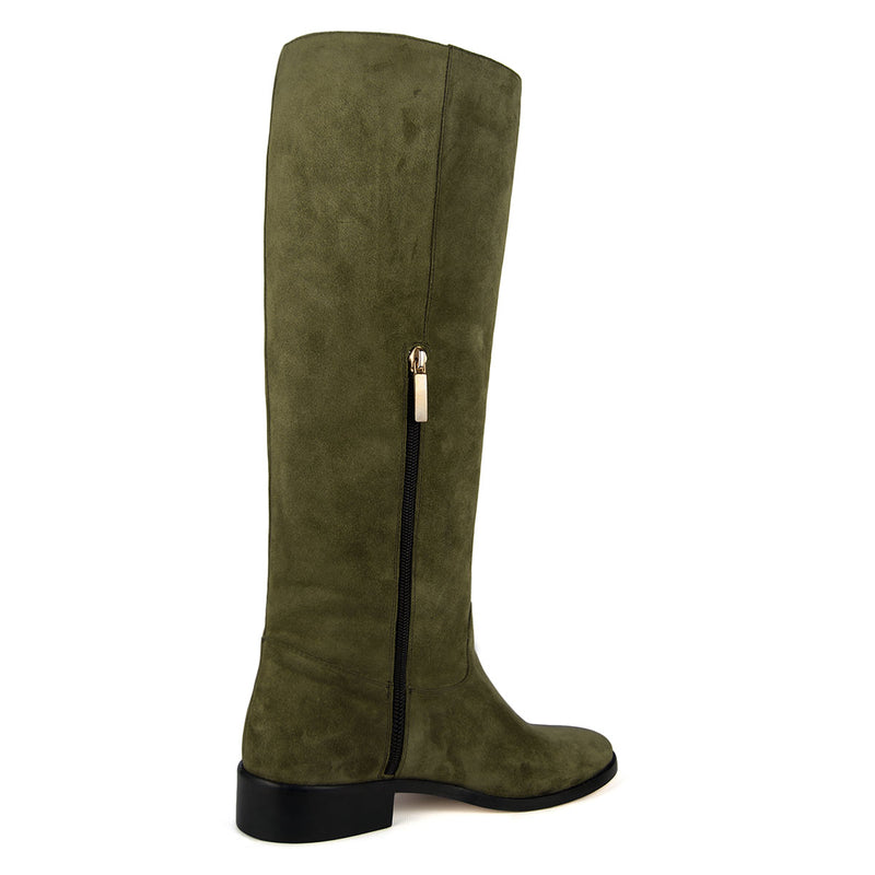 Amarillide suede, olive green - wide calf boots, large fit boots, calf fitting boots, narrow calf boots
