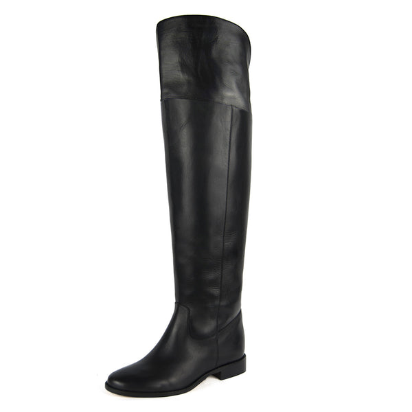 Mora, black - wide calf boots, large fit boots, calf fitting boots, narrow calf boots