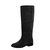 Achillea suede, black - wide calf boots, large fit boots, calf fitting boots, narrow calf boots
