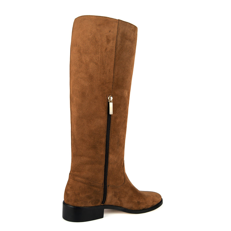 Achillea suede, cognac - wide calf boots, large fit boots, calf fitting boots, narrow calf boots