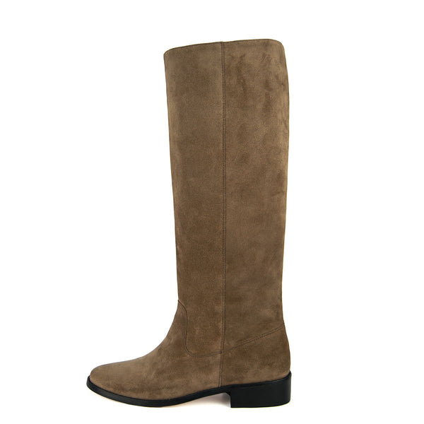 Achillea suede, sand - wide calf boots, large fit boots, calf fitting boots, narrow calf boots