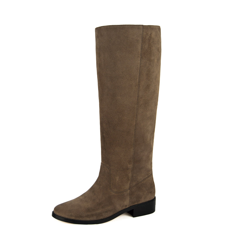 Achillea suede, sand - wide calf boots, large fit boots, calf fitting boots, narrow calf boots