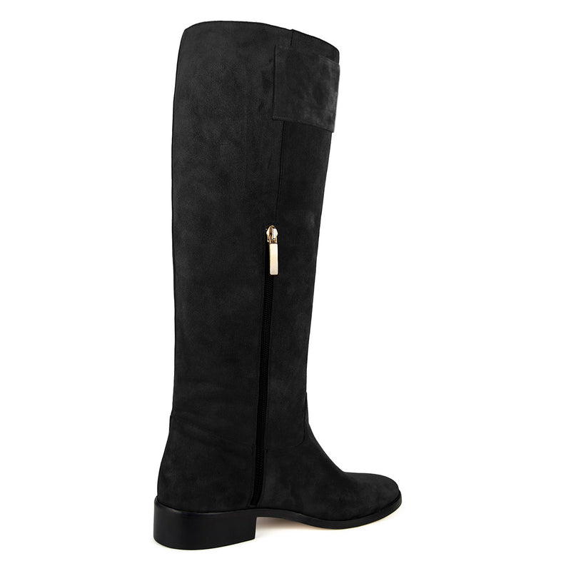 Spirea suede, black - wide calf boots, large fit boots, calf fitting boots, narrow calf boots