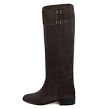 Spirea suede, dark brown - wide calf boots, large fit boots, calf fitting boots, narrow calf boots