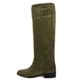 Spirea suede, olive green - wide calf boots, large fit boots, calf fitting boots, narrow calf boots