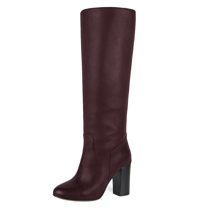 Cosmea, burgundy - wide calf boots, large fit boots, calf fitting boots, narrow calf boots
