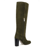 Cosmea suede, olive green - wide calf boots, large fit boots, calf fitting boots, narrow calf boots