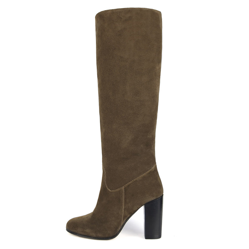 Cosmea suede, sand - wide calf boots, large fit boots, calf fitting boots, narrow calf boots