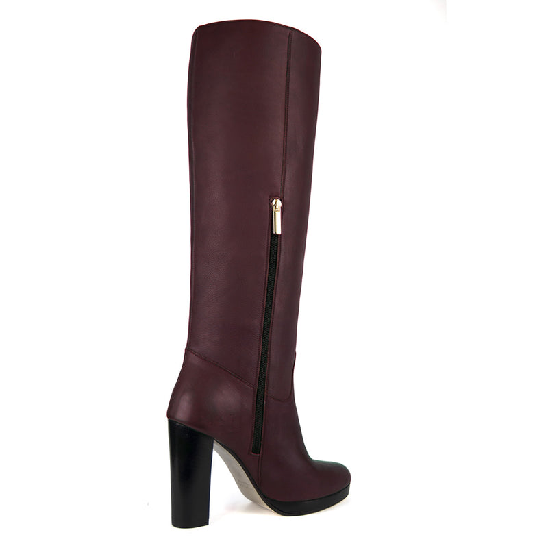 Ribes, burgundy - wide calf boots, large fit boots, calf fitting boots, narrow calf boots
