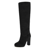 Ribes suede, black - wide calf boots, large fit boots, calf fitting boots, narrow calf boots