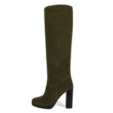 Ribes suede, olive green - wide calf boots, large fit boots, calf fitting boots, narrow calf boots
