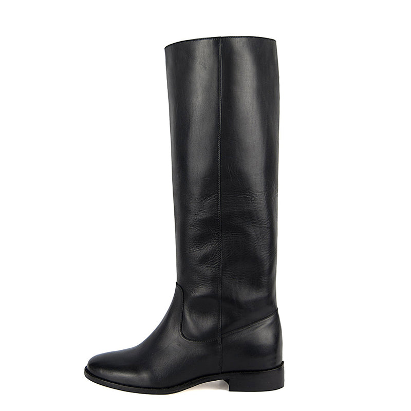 Calf fitting knee high flat boots Achillea Black Shop online