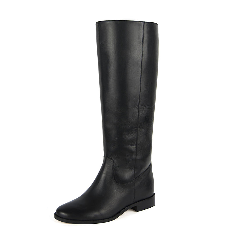 Calf fitting knee high flat boots Achillea Black Shop online