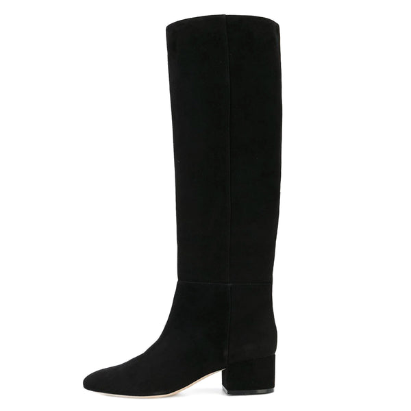 black suede calf length boots