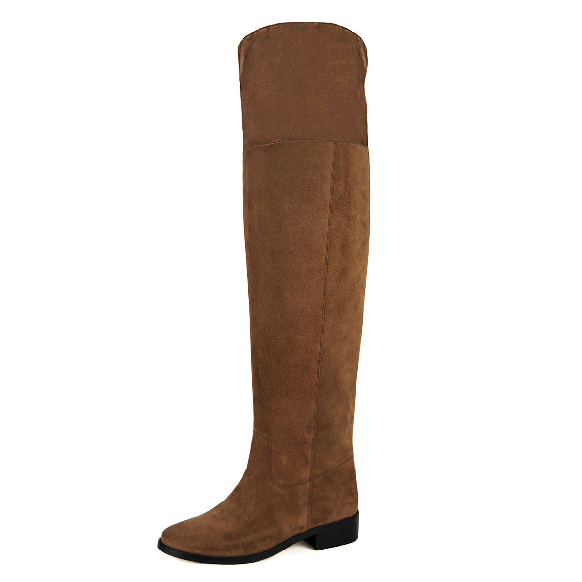 Calf fitting over the knee flat boots | Mora cognac suede – Fillies and ...